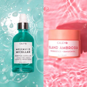 Elevate your skincare game!  Grab the ultimate bundle: Mermaid Micellar Cleansing Water Serum & Island Ambrosia Bakuchiol Moisturizer by Caley Cosmetics—only $76! Clean, natural beauty at its finest!