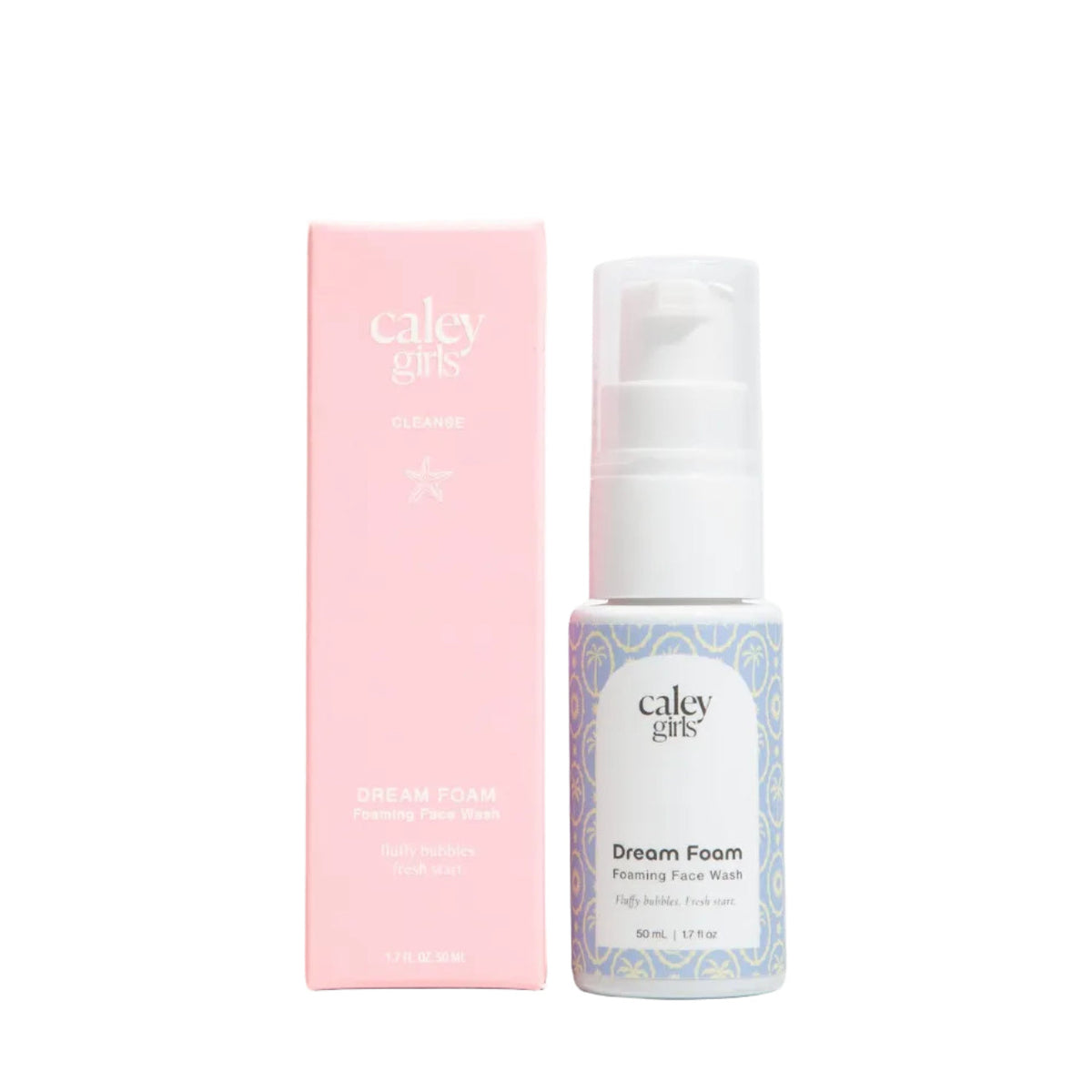 Caley Cosmetics Dream Foam Cleanser, a gentle mango-scented foaming facial cleanser for growing skin.