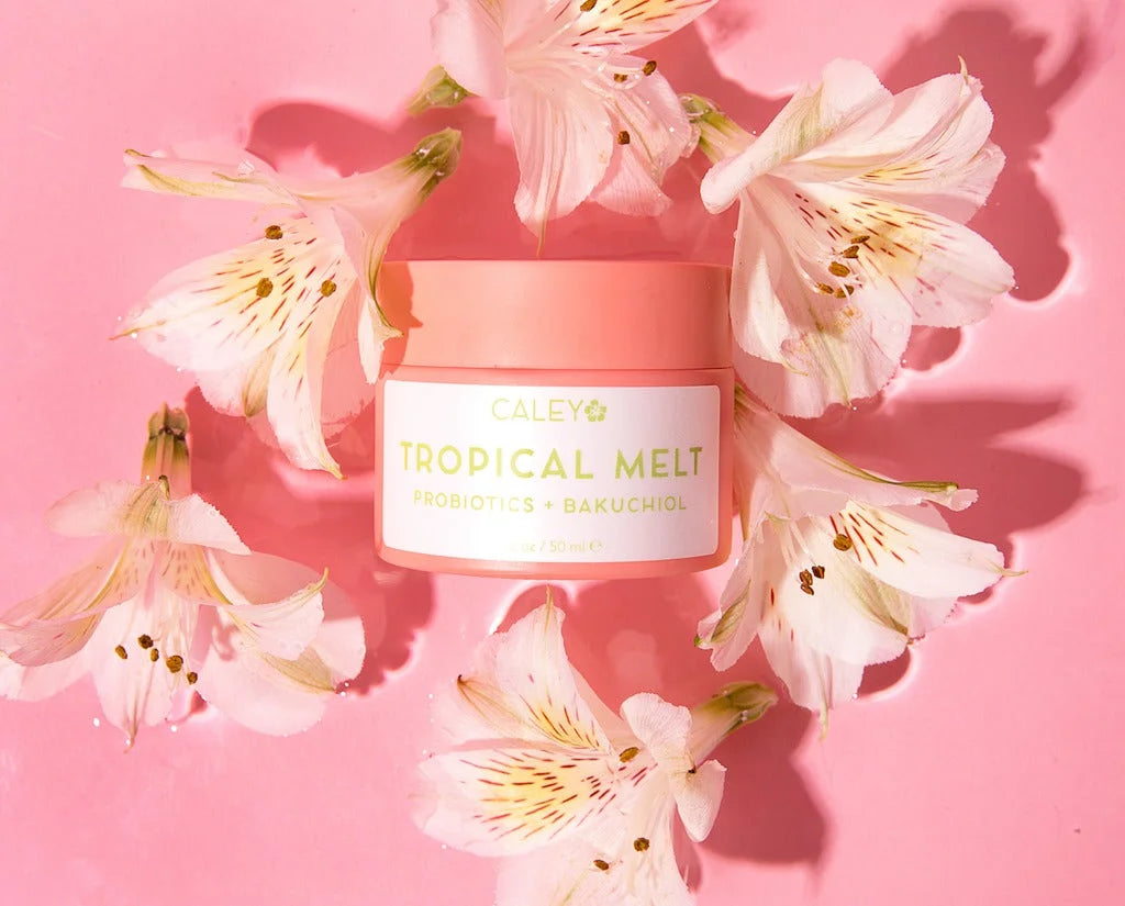Get glowing skin with Tropical Melt, the best natural face balm enriched with probiotics and Bakuchiol. Discover the power of skincare and makeup probiotics by Caley Cosmetics for a radiant and healthy complexion.