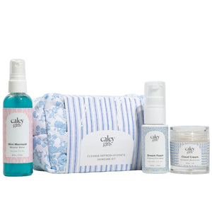 caley girls cleanse refresh hydrate skincare kit with foaming face wash, micellar water, and daily moisturizer