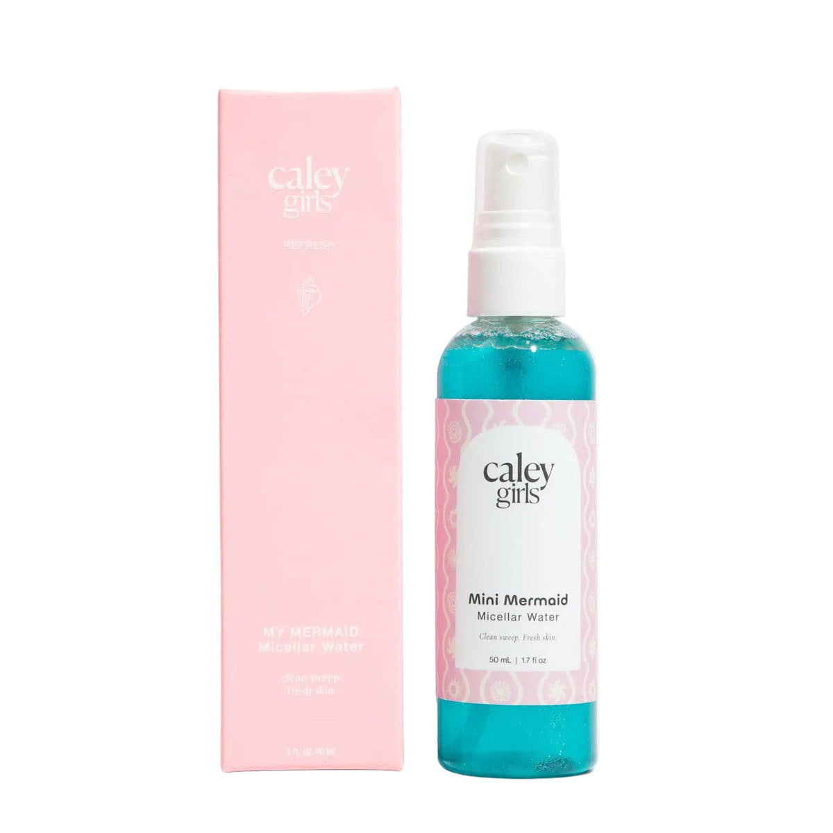 Caley Cosmetics My Mermaid Micellar Water, a gentle refreshing cleanser that removes makeup and impurities.